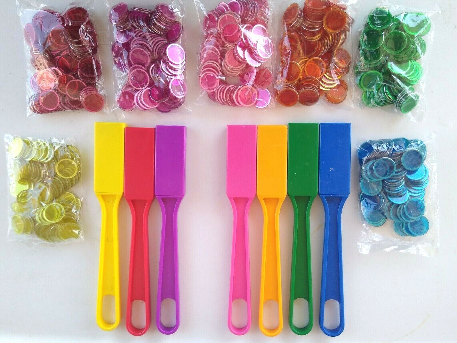 7 Bingo Wands 7 Bags of 100 Bingo Chips 1 of each