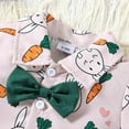 thumbnail image 5 of Kids Clothes Boys 6T Sets Short Sleeve Gentleman Button Down Shirts Easter Cartoon Shorts Toddler Boys Party Bow Tie Suit Green,18M, 5 of 5