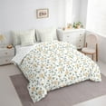 thumbnail image 3 of Manfei Garden Floral Girl Twin Bedding Sets 7-Piece, Gold Flower Blossoms Bedding Comforter Set, Botanical Green Leaves Sheet Sets, Breathable Room Decor, 3 of 8