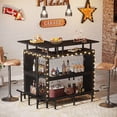 thumbnail image 4 of Tribesigns 2-Tier L-Shaped Bar Table, Wood Home Bar Unit with Stemware Racks for Kitchen, Pub, Black, 4 of 5