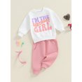 thumbnail image 6 of Aojekbee Little Girls Boys Birthday Outfits Long Sleeve Letter Print Tops Drawstring Pants Sets, 6 of 10