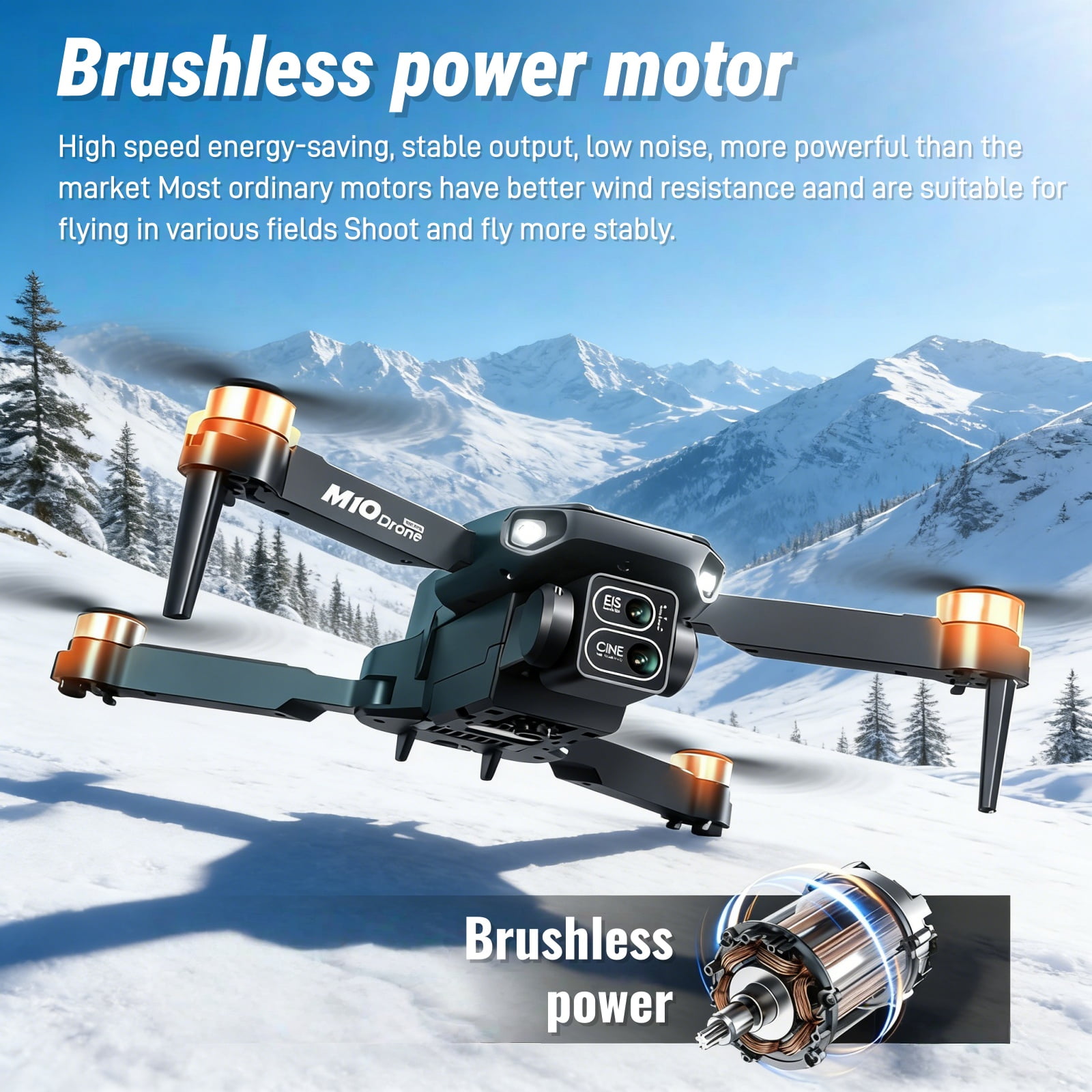 Foldable Dual-Camera Drone with Brushless Motor, Optical Flow Positioning, 4K HD FPV, Long Flight Time with 2 Batteries, Remote Control – Black.