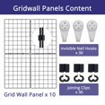thumbnail image 3 of Paneles de pared con rejilla WELLCO, paquete de 10 unidades, 40 x 30 cm, con clips y ganchos, 3 of 8