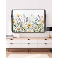 thumbnail image 3 of Outdoor TV Cover 52 to 55 Inch Weatherproof, Rustic Watercolor Floral Waterproof TV Screen Protector for Outside Decor with Zipper and Pocket 52"L x 30"H , Yellow White Daisy Green Leaf White, 3 of 7