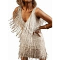 thumbnail image 2 of Women 1920s Dance Dress Sequin Tassel Fringe Flapper Latin Rumba Dress Tango Ballroom Dancing Dresses White XXL, 2 of 8