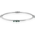 thumbnail image 2 of 925 Sterling Silver Handmade Bangle with Natural Emerald Gemstones – 12.20g Bezel Set Round Green Stones – Artisan Jewelry for Women (2.25 Inches), 2 of 5