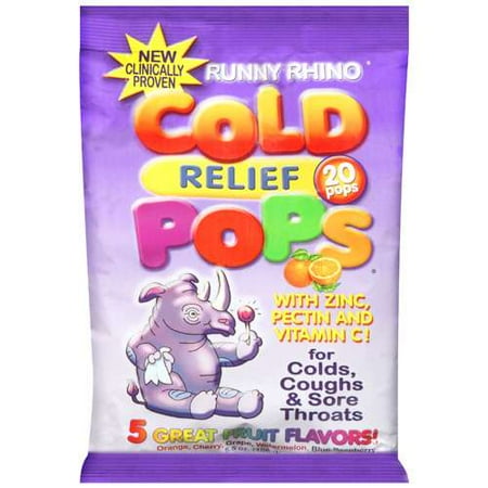 Improvita Runny Rhino Cold Relief Pops, 20 ea