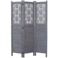 thumbnail image 3 of Legacy Decor 3 Panels Room Divider Rustic Wood w/ Decorative Cutout, Grey Color, Freestanding, 3 of 6