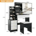 thumbnail image 2 of Vanity Desk with Sliding LED Mirror and Stool, 3 Color Lighting Makeup Table with 4 Drawers and Power Outlet, Space Saving Bedroom Dressing Table, Wood/Black/White/Pink/Marble, 2 of 7