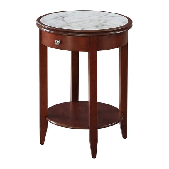 American Heritage Baldwin End Table with Drawer, Mahogany / Faux Marble