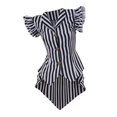 thumbnail image 2 of Women's Steampunk Blouse with Short Sleeves Gothic Victorian Striped Tail Shirt, 2 of 6