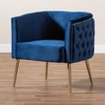 thumbnail image 3 of Baxton Studio Marcelle Chaise d'Appoint en Velours Bleu Marine, 3 of 9