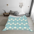 thumbnail image 2 of YFYANG Lightweight Warm Flannel Blanket, Blue Retro Geometric Pattern Throw Blanket for Bed, Sofa, Travel, Camping, 40"x30", 2 of 7