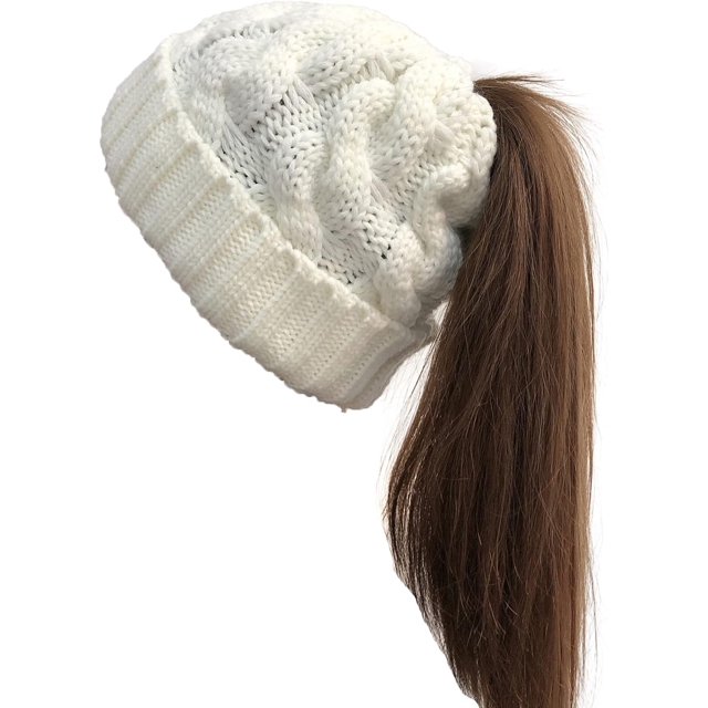 GFDYREE Tuque pour Queue de Cheval pour Femmes avec Bouton pour Masque, Tuque Chignon Haute et Décoiffée avec Trou pour Queue de Cheval