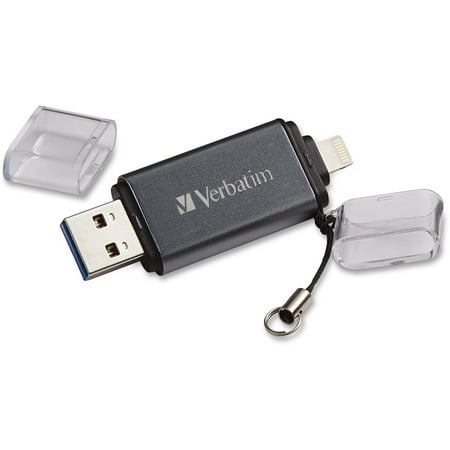 Verbatim, VER49301, iStore 'n' Go Dual USB 3.0 Flash Drive, 1 Each, Graphite