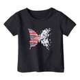 thumbnail image 4 of Razzly Child Girls Patriotic Short Sleeve Tshirt 4th of July Independence Day Flag Print Tee Comfortable Casual Summer Top for Toddler Kids(Black,9-10 Years), 4 of 4