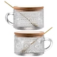 thumbnail image 1 of Tazas de café Gezzeny de cristal vintage con tapas de madera, 400 ml, juego de 2, 1 of 7
