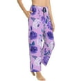 thumbnail image 2 of Naloa Violet Print Women’s Ultra-Soft Comfy Pajama Lounge Pants with Pockets & Drawstring, 2 of 8