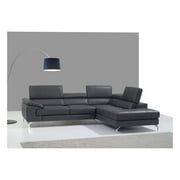 J&M Furniture A973 Italian Leather Right Facing Chaise in Grey