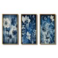thumbnail image 2 of Designart "Faded Retro Blue Vintage Botanical Flowers IV" Abstract Botanicals Framed Wall Art Set Of 3 - Blue Modern Frame Canvas Set For Living Room Decor, 2 of 6