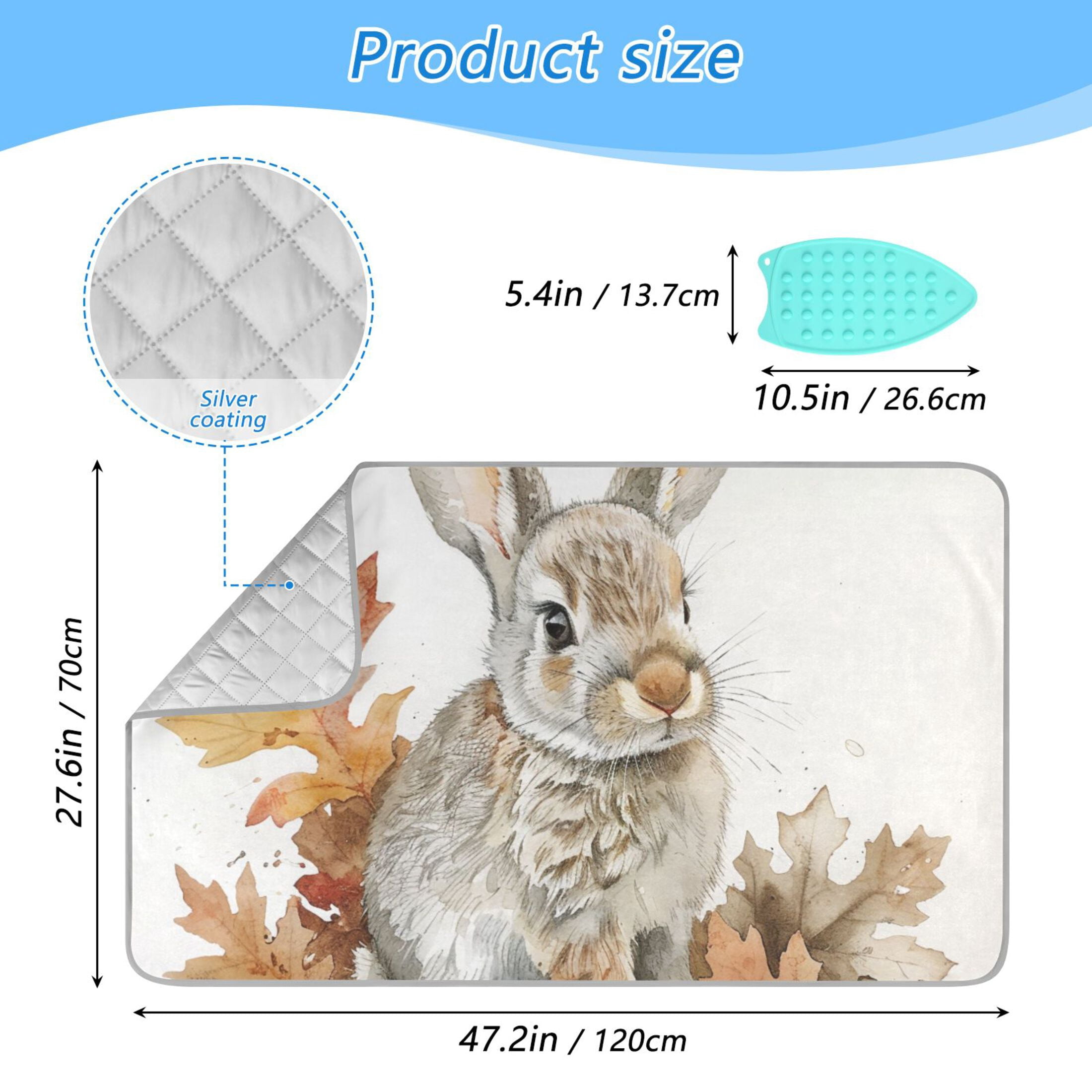 Rabbit and Leaves Ironing Board Covers Heat Resistant Ironing Pad Mat Portable for Travel Washer Dryer Table