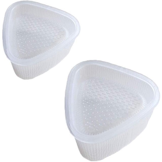 Caja de plástico para molde de Sushi, caja triangular para hacer moldes de arroz con tapa, color blanco