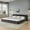 Dark Gray, variant on California King Grounded Platform Bed with Thick Headboard, Chenille Upholstered Bed Frame, No Box Spring Needed