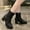 Black, variant on Tejiojio Clearance Women's Plus Velvet Mid-Heel Cotton Boots Pointed Toe Mid-tube Leather Boots Fashion Boots Shoes
