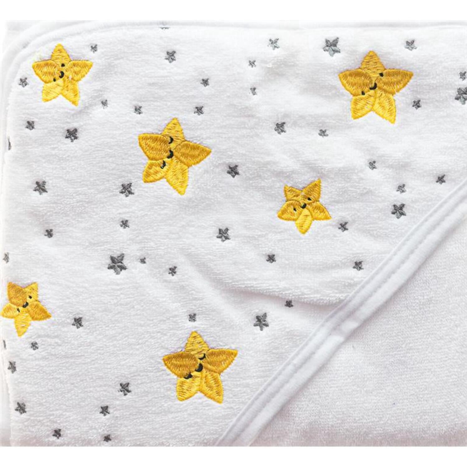 Primo Passi Baby Hooded Terry Bath Towel with Apron Neck Strap, 40x40 White