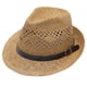 thumbnail image 1 of Sombrero de paja de jazz con hebilla de cuero para hombres y mujeres, con circunferencia de 56-58 cm, sombrero para el sol, protector solar, sombrero de playa, sombrero para el sol, 1 of 5