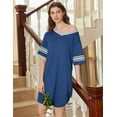 thumbnail image 3 of Ekouaer Nightgowns for Women 2 Pack Sleepshirts Short Sleeve Nightshirt V Neck Sleepwear Casual Pajama Dress, 3 of 6