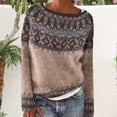 thumbnail image 2 of Ynynloco Fair Isle Sweaters for Women Boho Retro Crewneck Long Sleeve Knit Pullover Tops Winter Fall Casual Loose Sweaters, 2 of 4