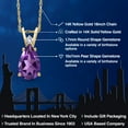thumbnail image 2 of Gem Stone King 14K Yellow Gold Purple Amethyst and White Created Sapphire Pendant Necklace for Women | 1.76 Cttw | Gemstone February Birthstone | Pear Shape 10X7MM | With 18 inch Chain, 2 of 6