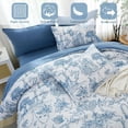 thumbnail image 6 of Blue Toile de Jouy Botanical Comforter Set Queen 7 Piece Bed in a Bag with Soft Microfiber Sheets and Pillow Shams, 6 of 8