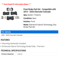 thumbnail image 2 of Front Brake Pad Set - Compatible with 2015 - 2020 Chevy Colorado 2016 2017 2018 2019, 2 of 2