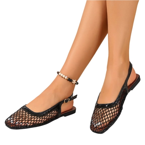Willtoo Women's Mesh Ballet Flats Casual Office Flat Shoes Hollow Out Comfy Flats Ballerinas Shoes with Buckle Strap