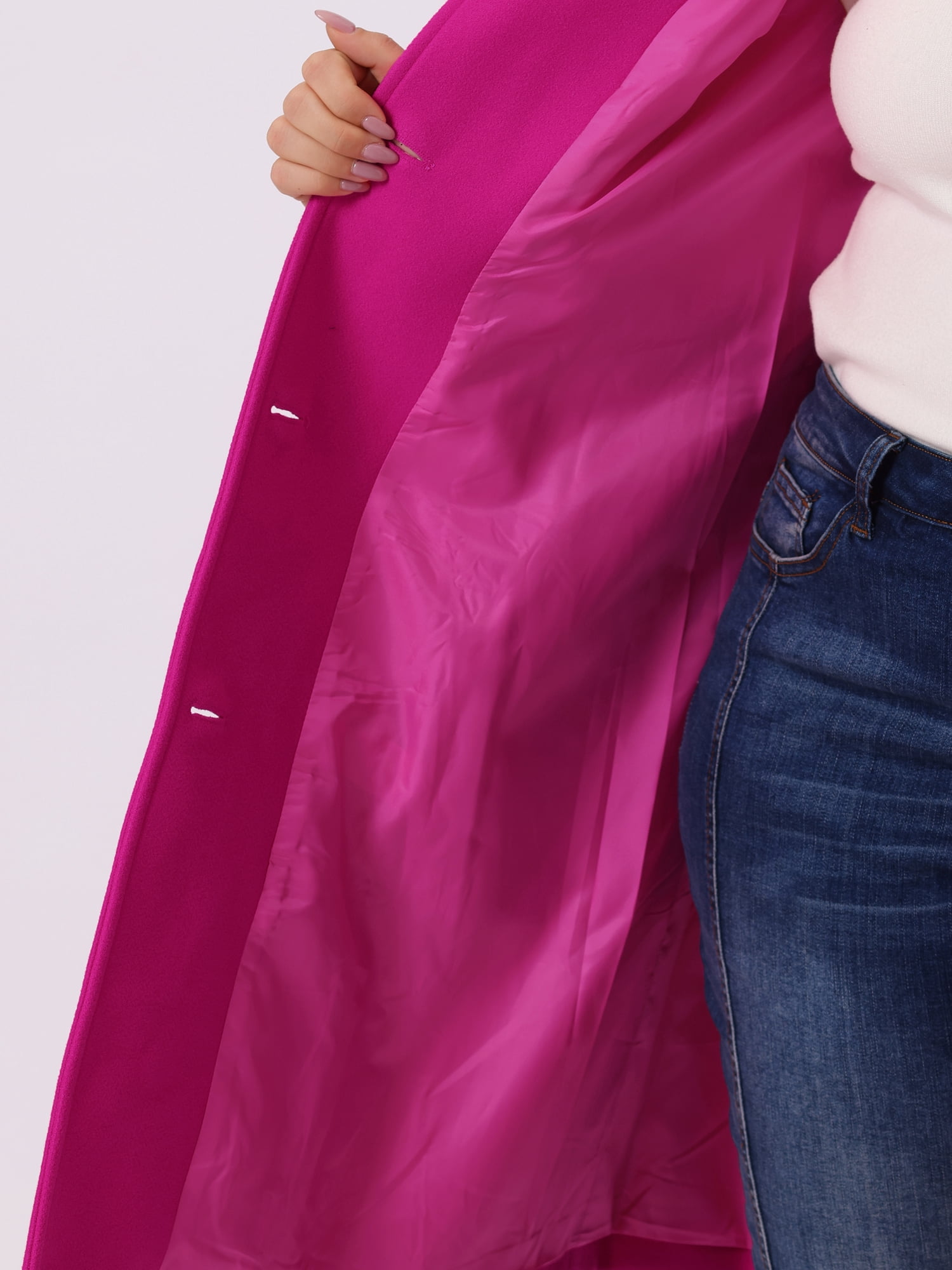 DARING DIVA Women's Plus Size Long Sleeve Utility Overcoat 3X Hot Pink