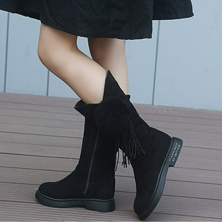 

Wesracia Baby Shoes Toddler Infant Kids Baby Girls Princess Shoes Fashion Plush Ball Tassel Boots