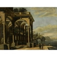 thumbnail image 2 of Viviano Codazzi 24x19 Black Ornate Framed Double Matted Museum Art Print Titled: An Architectural Capriccio with Figures by a Colonnaded Portico, a Castle on a Sea Arch&nbsp;And Coastal, 2 of 5