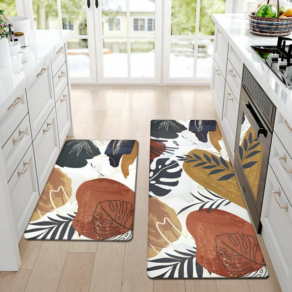 LAMIRO Boho Kitchen Rugs Set of 2 Non Skid Kitchen Mats for Floor Cushioned Anti Fatigue Kitchen Floor Mats Waterproof Comfort Mats for Standing Sink Laundry