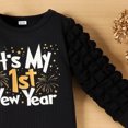thumbnail image 4 of DHFJKG Baby Girls First New Year Outfits Winter Clothes Puff Long Sleeve Letter Print Ribbed Pullover Tops Bowknot Print Skirts 2 Piece Sets Cozy Outfit, 4 of 6