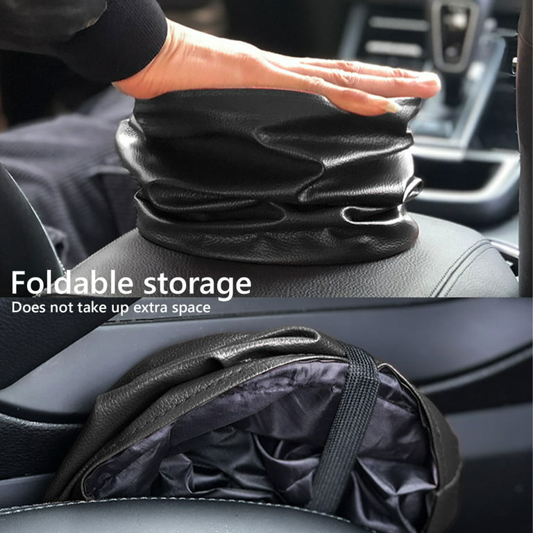 Eummy Car Trash Can Keep Clean and Neat PU Leather Car Trash Organizer  Waterproof and Collapsible Garbage Storage Bag with Elastic Strap Car  Dustbin for Car Seats Door Handles 