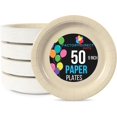 thumbnail image 1 of SHIQI-Ivory Paper Plates - 9 Inch Heavy Duty, 50 Pcs Disposable Plates For Party, 350 GSM, 1 of 4