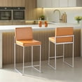 thumbnail image 2 of Fuji High Back Counter Stools for Kitchen Counter in Stainless Steel, Counter Height Chairs, Bar Stools Set of 2, Counter Height Stools Set of 2, Bar Stools For Kitchen Island (Camel Faux Leather), 2 of 10