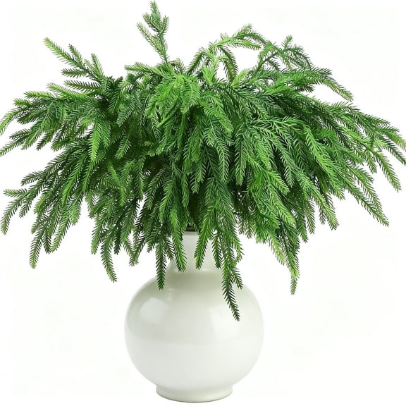 18 Pcs Artificial Norfolk Pine Branches - Realistic PE Norfolk Christmas Greenery