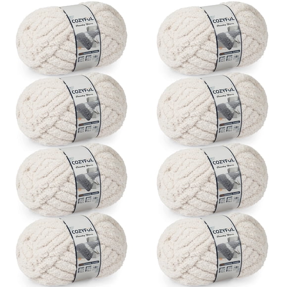 Harn Cozyful Chunky Chenille #10 para tejer a mano 8 madejas