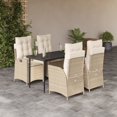 thumbnail image 1 of vidaXL 5 Piece Garden Dining Set with Cushions Beige Poly Rattan, 1 of 5