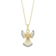 Brilliance Fine Jewelry Crystals Angel Pendant in Sterling Silver and 18K Gold Plate,18"
