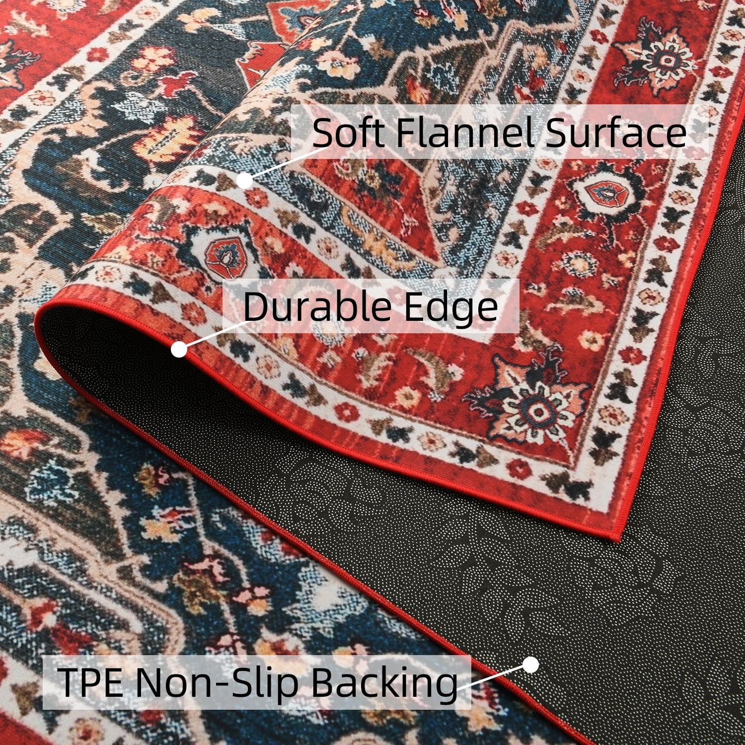 Lochas Vintage Bohemian Area Rug for Living Room, Retro Boho Rug Bedroom Indoor Print Carpet, 2' x 3',Red