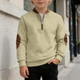 thumbnail image 2 of GBSYEWXS Child Little Boys Sweatshirt Crew Neck Long Sleeve Solid Color Outdoor Activities Fall Beige Tops Size 4-5 Years, 2 of 4